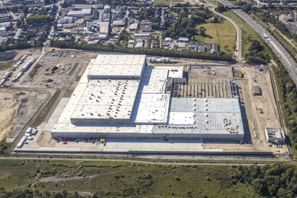 Aerial view, new access road, Oberhausen-Waldteich new EDEKA logistics centre for the Rhine-Ruhr