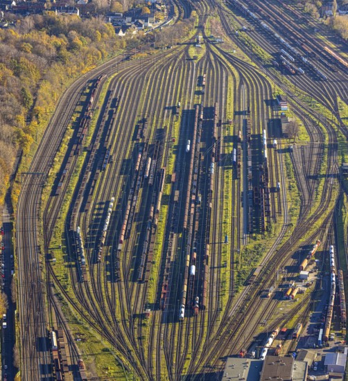 Aerial view, freight station Oberhausen-West, Vondern, Oberhausen, Ruhr area, North