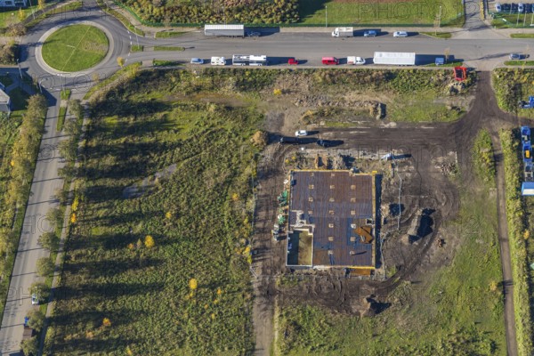 Aerial view, construction site Brammenring, Borbeck, Oberhausen, Ruhr area, North Rhine-Westphalia,