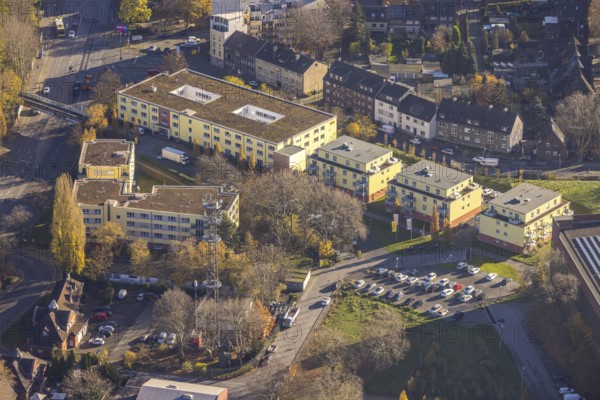 Aerial view, ASB senior citizens' centre, new building, Bermensfeld, Oberhausen, Ruhr area, North