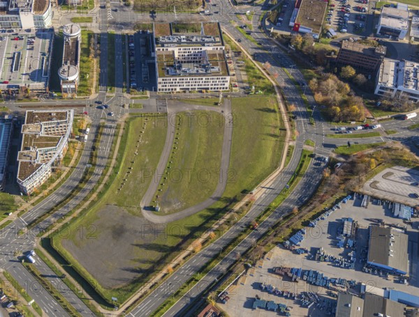 Aerial view, car park Centroallee, Borbeck, Oberhausen, Ruhr area, North Rhine-Westphalia, Germany,