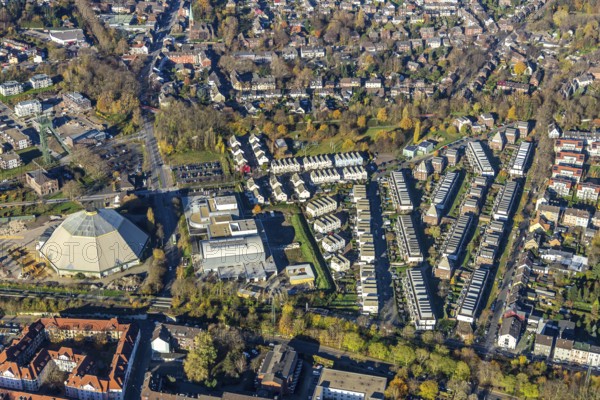 Aerial view, residential area Auf der Höchte, Höchtebögen, Berufsförderungswerk der Bauindustrie