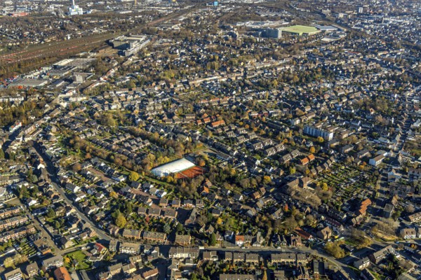 Aerial photo, Alstaden, tennis club, air dome, Oberhausen, Ruhr area, North Rhine-Westphalia,