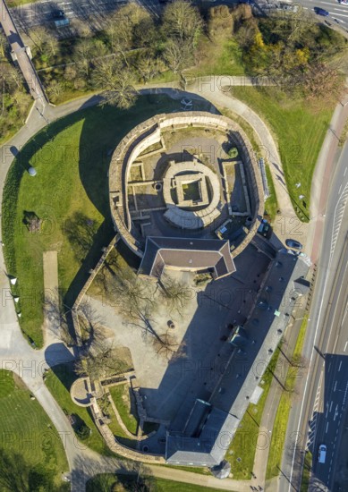 Aerial photo, Broich Castle, left, Ruhr, perpendicular, view, Mülheim an der Ruhr, Ruhr area, North
