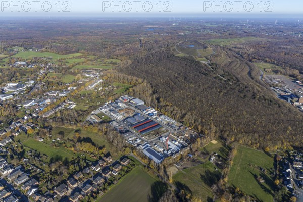 Aerial view, industrial area Im Venn, Sterkrader Venn, Halde Haniel, Königshtardt, Oberhausen, Ruhr