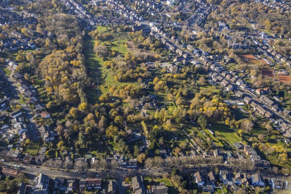 Aerial view, Park Kirchhellener Straße, Dietrich-Bonhoeffer-Haus, Tackenberg West, Oberhausen, Ruhr