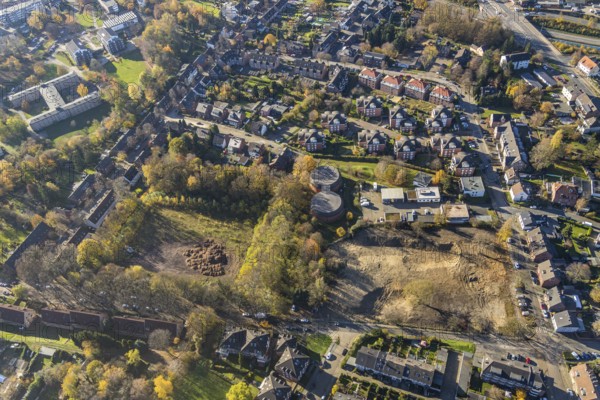 Aerial view, RWW Rheinisch-Westfälische Wasserwerksgesellschaft, construction site, Tackenberg