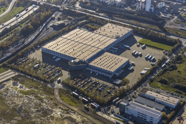 Aerial view, commercial area Im Lekkerland, Lekkerland, Holten, Oberhausen, Ruhr area, North