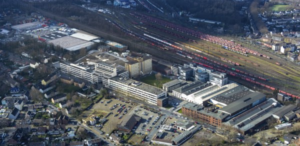 Aerial view, Quartier231 Businesspark, freight yard Oberhausen West, Oberhausen, Ruhr area, North