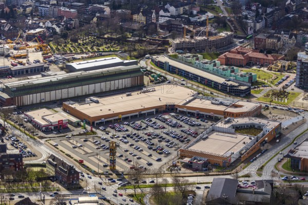 Aerial view, Sterkrader Tor shopping centre, Gute Hoffnung housing estate, Reinholf-Krohn-Park, car