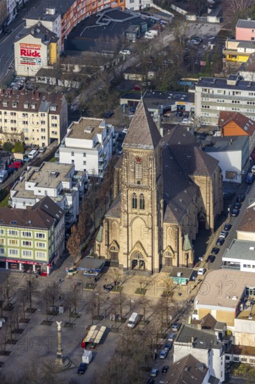 Aerial view, Catholic Church at Altmarkt, Altmarkt, Oberhausen, Ruhr area, North Rhine-Westphalia,