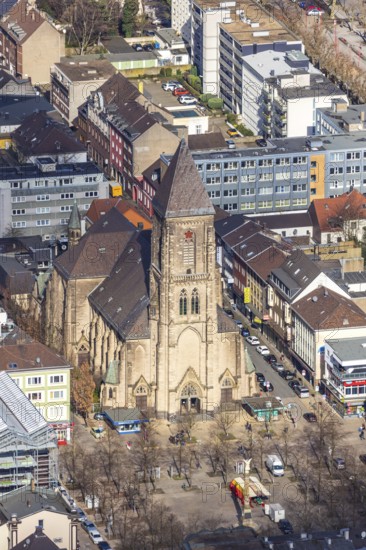 Aerial view, Catholic Church at Altmarkt, Altmarkt, Oberhausen, Ruhr area, North Rhine-Westphalia,