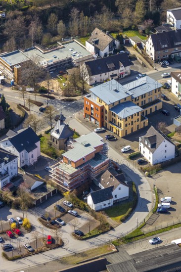 Aerial view, new residential building Rochusweg, Rochuskapelle, Sundern, Sauerland, North