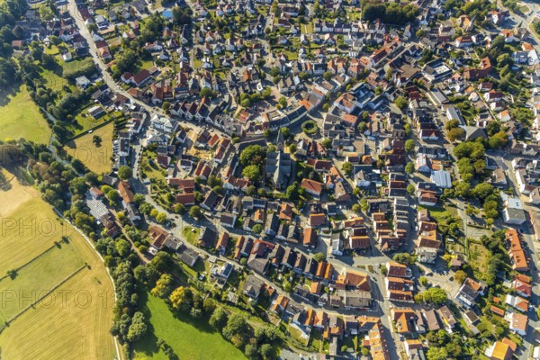 Aerial view, local view, parish church St. Marien, Steinheim, OWL, Ostwestfalen-Lippe, East