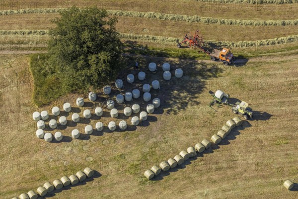 Aerial view, agricultural area, farm Auf der Niedergethe, Hiddinghauser Straße, Niedersprockhövel,