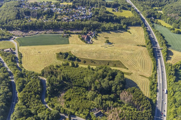 Aerial view, Agricultural area, Farm Auf der Niedergethe, Hiddinghauser Straße, Niedersprockhövel,