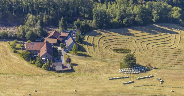 Aerial view, Agricultural area, Farm Auf der Niedergethe, Hiddinghauser Straße, Niedersprockhövel,