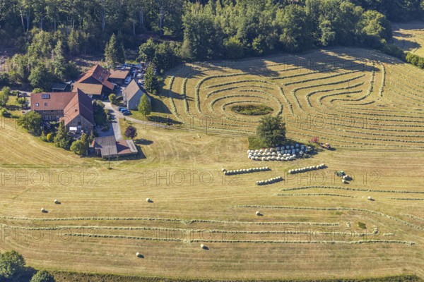 Aerial view, agricultural area, farm Auf der Niedergethe, Hiddinghauser Straße, Niedersprockhövel,