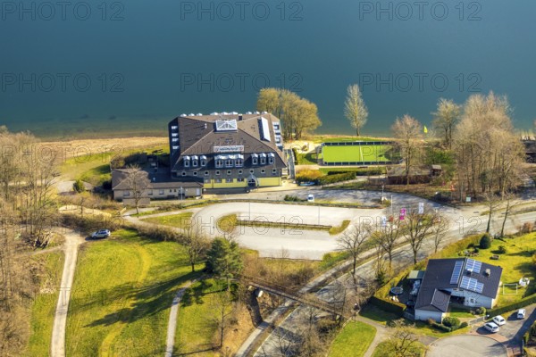 Aerial photo, DJH Youth Hostel Sorpesee, Langscheid, Sundern, Sauerland, North Rhine-Westphalia,