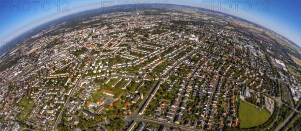 Aerial photograph, local view with fisheye lens, Paderborn, Ostwestfalen-Lippe, OWL, North