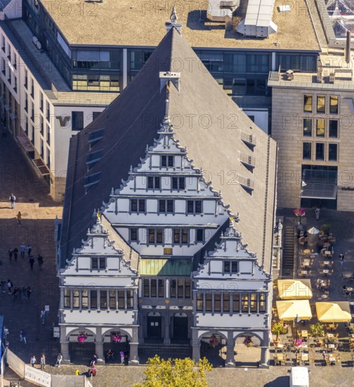 Aerial view, town hall, town hall square, Paderborn, East Westphalia-Lippe, OWL, North