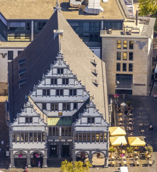 Aerial view, town hall, town hall square, Paderborn, East Westphalia-Lippe, OWL, North