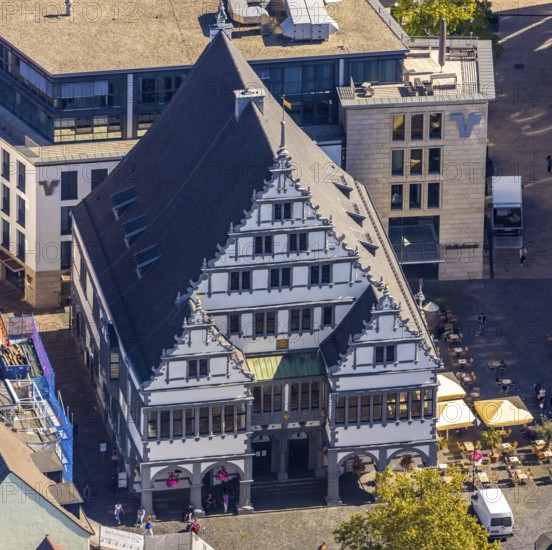 Aerial view, town hall, town hall square, Paderborn, East Westphalia-Lippe, OWL, North