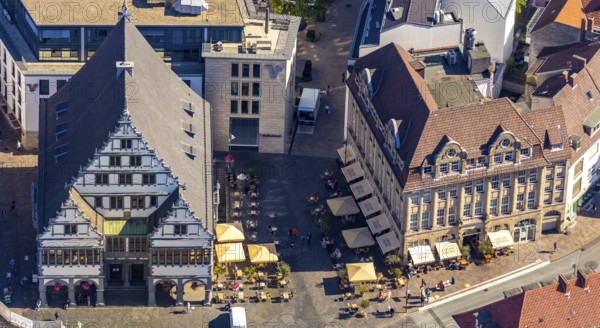 Aerial view, town hall, town hall square, Paderborn, East Westphalia-Lippe, OWL, North