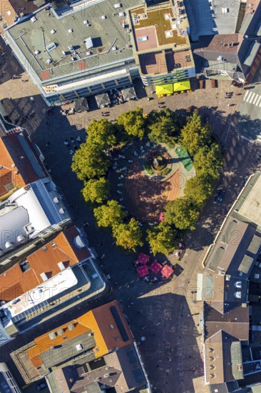 Aerial view, Mariensäule, Marienplatz, Paderborn, Ostwestfalen-Lippe, OWL, North Rhine-Westphalia,