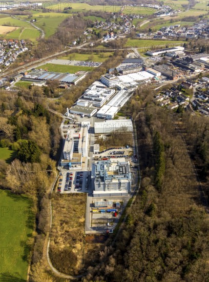 Aerial view, Belecke-West industrial estate, Max-Planck-Straße, Warstein, North Rhine-Westphalia,