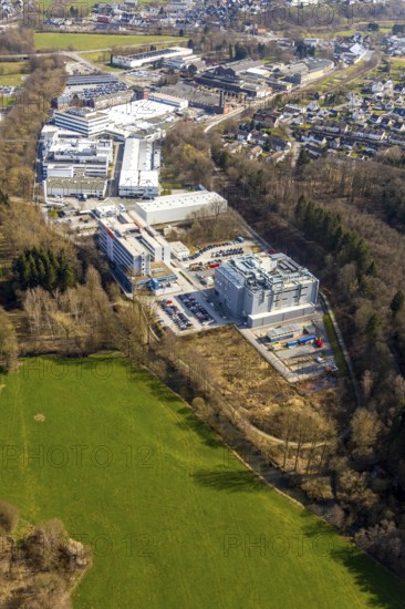Aerial view, Belecke-West industrial estate, Max-Planck-Straße, Warstein, North Rhine-Westphalia,