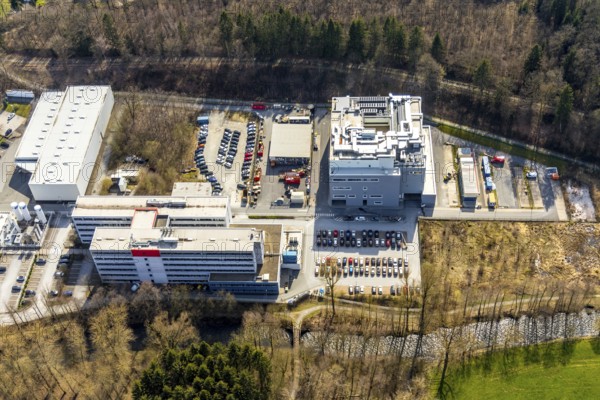 Aerial view, Belecke-West industrial estate, Max-Planck-Straße, Warstein, North Rhine-Westphalia,
