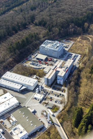 Aerial view, Belecke-West industrial estate, Max-Planck-Straße, Warstein, North Rhine-Westphalia,