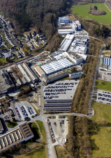 Aerial view, Belecke-West industrial estate, Max-Planck-Straße, Warstein, North Rhine-Westphalia,