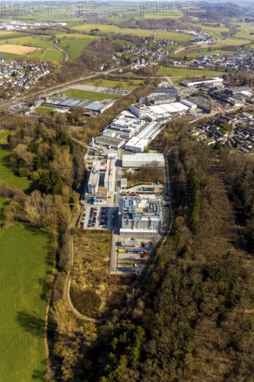 Aerial view, Belecke-West industrial estate, Max-Planck-Straße, Warstein, North Rhine-Westphalia,