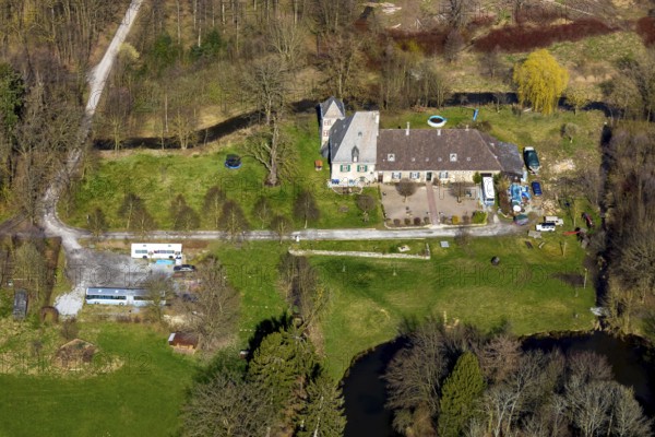 Aerial view, Welschenbeck House, former aristocratic residence, Möhne Valley, Warstein, North