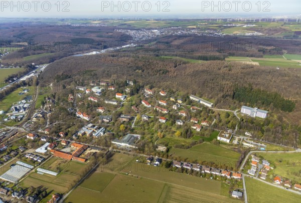 Aerial view, LWL-Klinik Warstein site, Warstein estate farm, Zum Puddelhammer industrial estate,