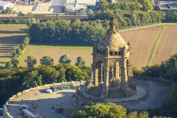 Aerial photograph, Kaiser Wilhelm Monument, Barkhausen, Porta Westfalica, OWL, Ostwestfalen-Lippe,