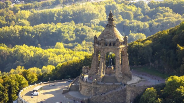Aerial photograph, Kaiser Wilhelm Monument, Barkhausen, Porta Westfalica, OWL, Ostwestfalen-Lippe,