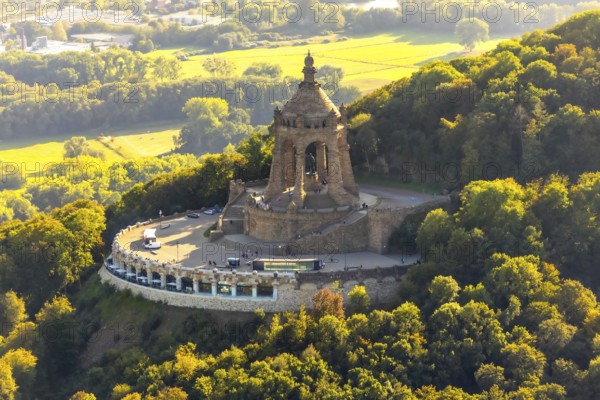 Aerial photograph, Kaiser Wilhelm Monument, Barkhausen, Porta Westfalica, OWL, Ostwestfalen-Lippe,