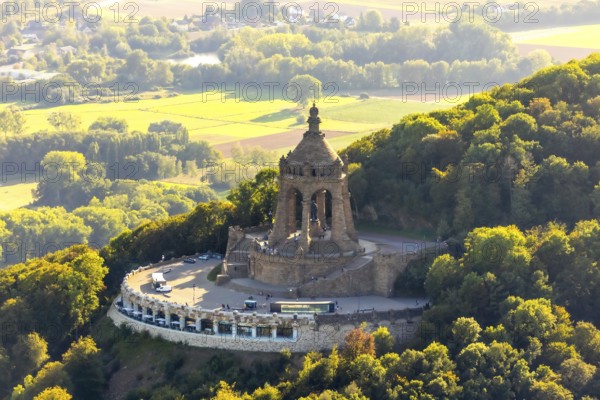 Aerial photograph, Kaiser Wilhelm Monument, Barkhausen, Porta Westfalica, OWL, Ostwestfalen-Lippe,