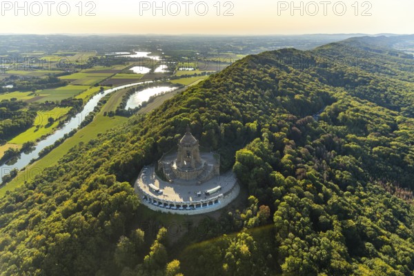 Aerial photograph, Kaiser Wilhelm Monument, Barkhausen, Porta Westfalica, OWL, Ostwestfalen-Lippe,