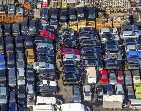 Aerial view, Hammer Straße industrial estate, scrap cars, Am Maifeld, Bellof GmbH Autoverwertung,