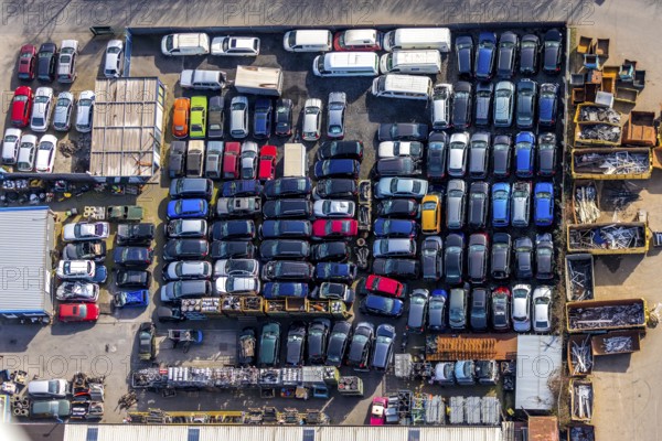 Aerial view, Hammer Straße industrial estate, scrap cars, Am Maifeld, Bellof GmbH Autoverwertung,