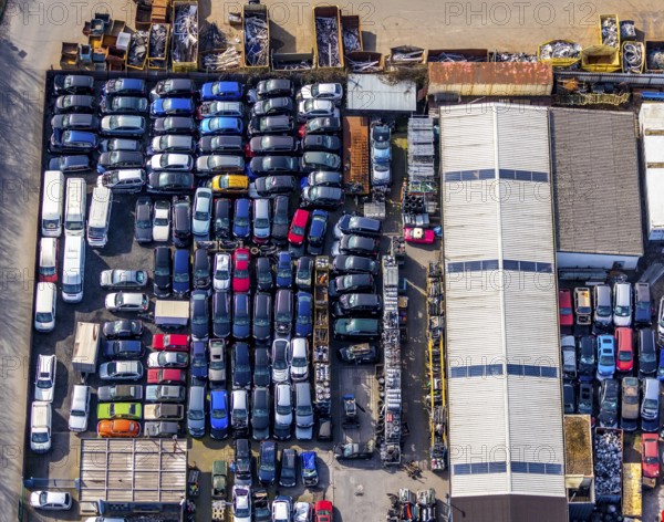 Aerial view, Hammer Straße industrial estate, scrap cars, Am Maifeld, Bellof GmbH Autoverwertung,