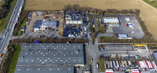 Aerial view, Hammer Straße industrial estate, Am Maifeld, Bellof GmbH Autoverwertung, Werl, North