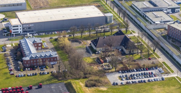 Aerial view, KonWerl Centre, Tecnamic GmbH new building, Kolping Education Centre, Werl, North