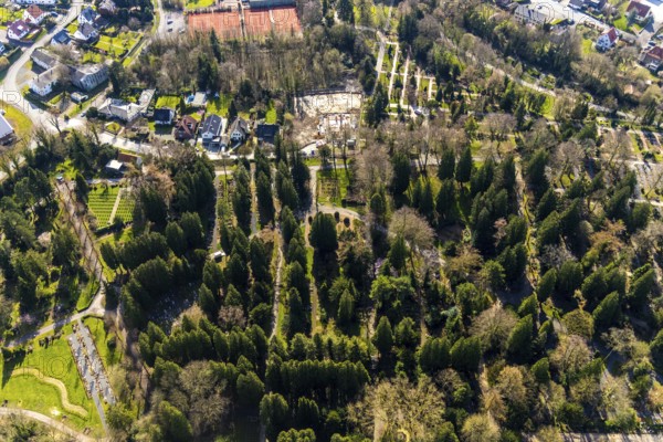 Aerial view, park cemetery, building area on the street Hinter dem cemetery, Werl, North