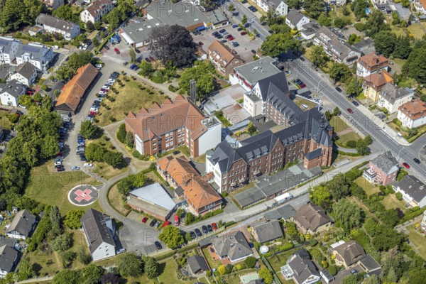 Aerial view, Marienhospital, EDEKA supermarket, Werl, Soester Börde, North Rhine-Westphalia,