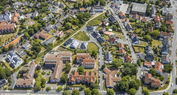Aerial view, Westuffler Weg, Haus Amadeus retirement home, Haus Mozart, Werl, Soester Börde, North